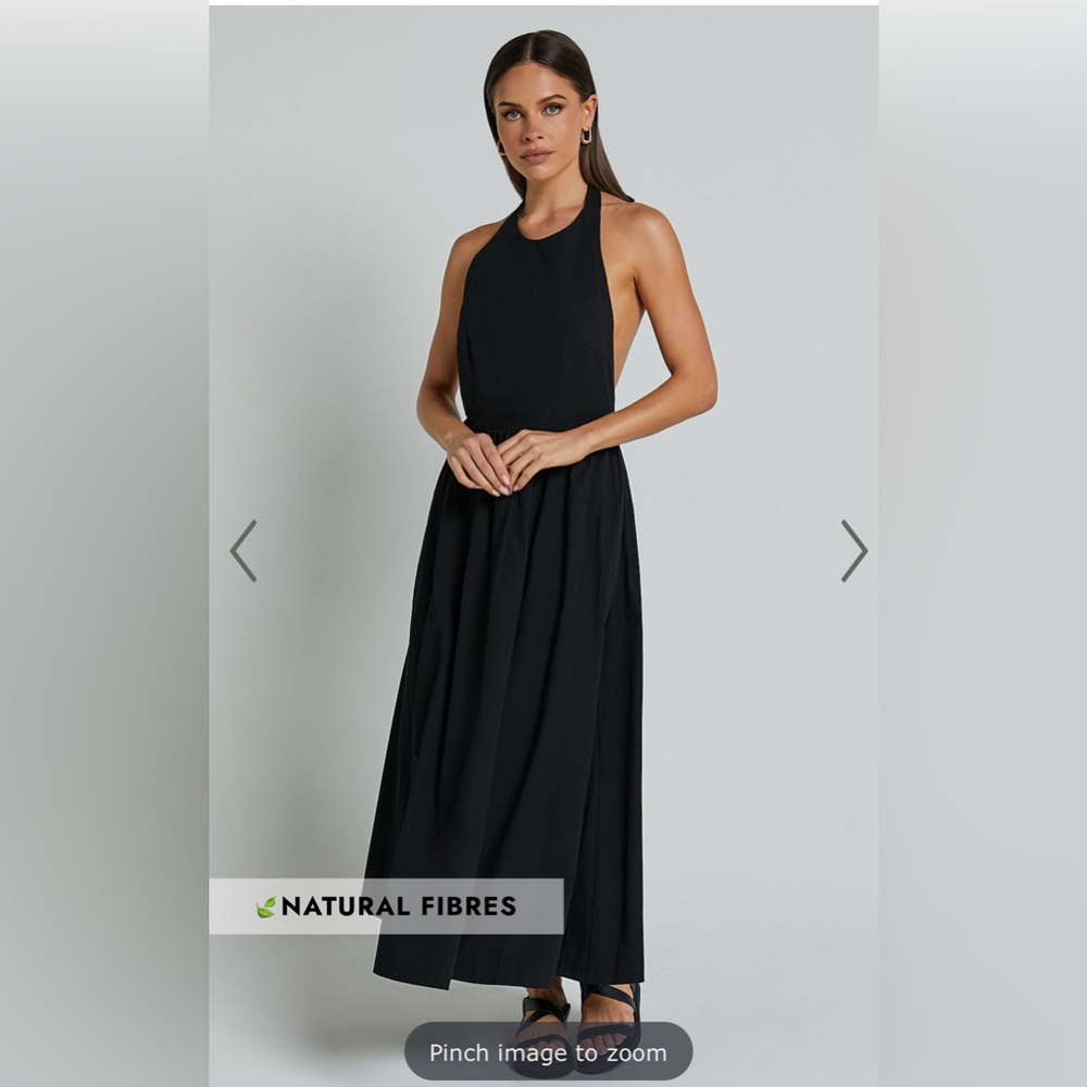 SHOWPO DANA MIDI DRESS - HALTER NECK OPEN BACK DRESS IN BLACK - BRAND NEW
